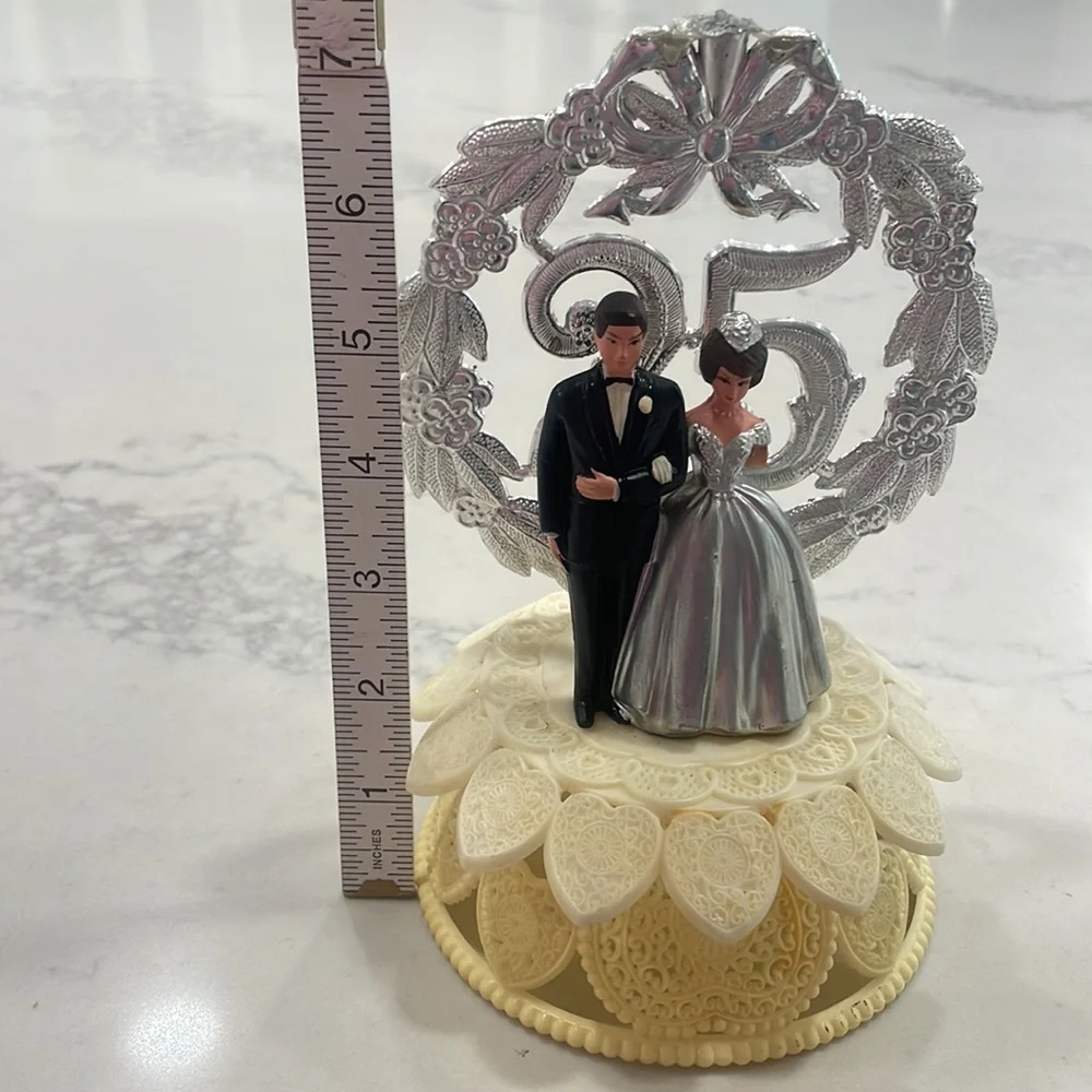 Vintage 25th anniversary cake topper